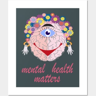 Mental Health Matters Floral Brain Posters and Art